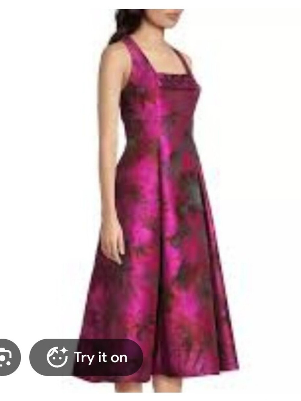 Aidan Mattox Floral Jacquard Midi Dress Square Neck